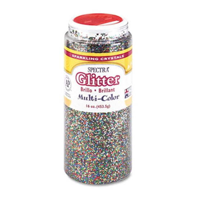 Pacon Spectra Multicolor Glitter Crystals, .04 Hexagons, 16 oz Jar