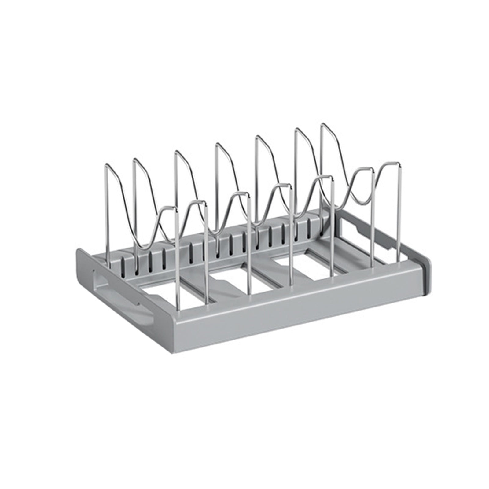 Support pour Casseroles d'Appareils de Cuisine - Organisateur de Poêles Extensible pour Armoire, Support de Couvercle de Casserole avec 6 Compartiments Réglables pour Armoire de Cuisine Batterie de Cuisine Cuisson Friture Support Appareils de Cuisine