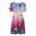 thumbnail image 4 of LNGOOR Robes d'Été de Jour de l'Indépendance pour les Femmes à Manches Courtes Étoiles Rayures Imprimées Casual Col Rond A-Ligne Mini Robe, 4 of 5