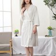 thumbnail image 4 of Women Water Absorption Bath Robe Solid Waffle Bathrobe Waffle Bathrobe Spa Home Dress Nightgown, 4 of 9