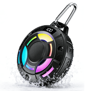 Haut-parleur de douche Bluetooth,Portable Bluetooth 5.4 Monsieur le Président,24W Bass stéréo,RGB Lumières, sans fil IPX7 Haut-parleurs étanches avec Mic intégré, affichage numérique, pour salle de bain voyage de fête en plein air, cadeau