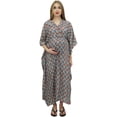 thumbnail image 3 of Bimba Robe Maxi à Cordon Multicolore pour Mamans, Manches Kimono, Caftan de Maternité-28, 3 of 7