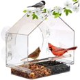 thumbnail image 1 of Window Bird Feeder Window Bird House Crystal Clear Acrylic with Removable Tray Drain Holes, 1 of 4