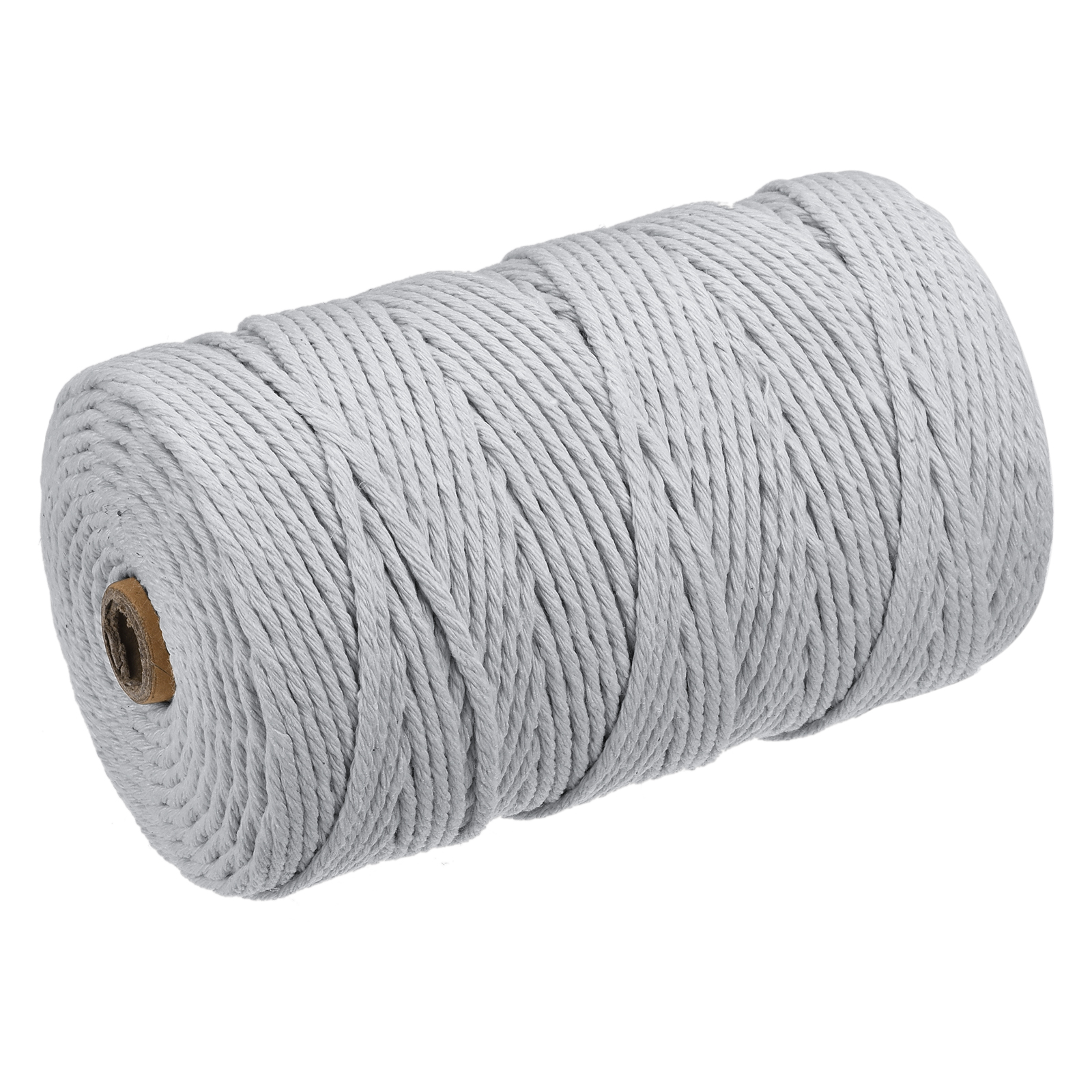 Unique Bargains Cotton Rope Twine String Twisted Braided Cord, Light Grey 200m/218 Yard for Wall Hanging, Macrame Knotting