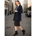 thumbnail image 4 of INSPIRE CHIC Manteau d'Hiver pour Femme à Revers Cranté, Simple Boutonnage, Manches Longues, Bleu Foncé, L, 4 of 6