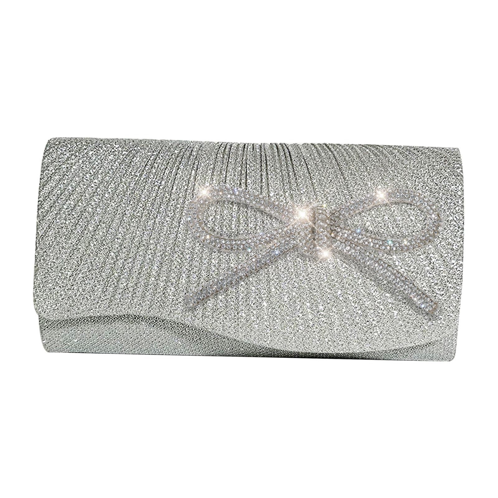 MERIGLARE Clutch Purse Lightweight Clutch Bag with Removable Chain Sparkly Evening Bag