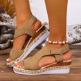 thumbnail image 2 of Sandals for Women, Wedge Heel Roman Style, Plus Size Comfortable, Spring Summer Trendy, Thick Sole, Breathable Fabric, 2 of 9