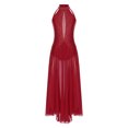 thumbnail image 1 of YiZYiF Robe de Performance de Danse Lyrique Longue pour Femme, Dos Croisé Fendu, Danse de Salon Moderne, Bourgogne, TG, 1 of 8