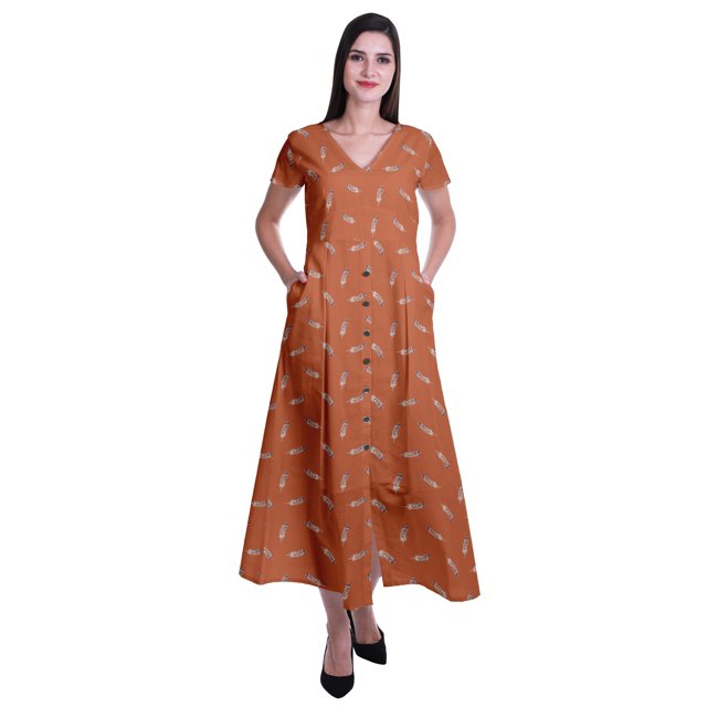 Moomaya Robe Longue Maxi pour Femmes à Manches Courtes, Robe Formelle/décontractée avec Poches P-TTG