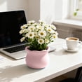thumbnail image 4 of Tauxra Plastic Mini Flower Pot Crochet Pattern Decor for Succulents Small Desktop Planter with Macaron Colors White, 4 of 6