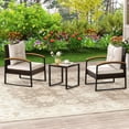 thumbnail image 4 of Costway 3 PCS Patio Conversation Set with Coffee Table Solid Acacia Wood Armrests Tabletop White, 4 of 10