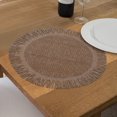 thumbnail image 3 of Placemat Rond Tissé Avec Franges Beige 15 X 15 - Ensemble De 12, 3 of 4