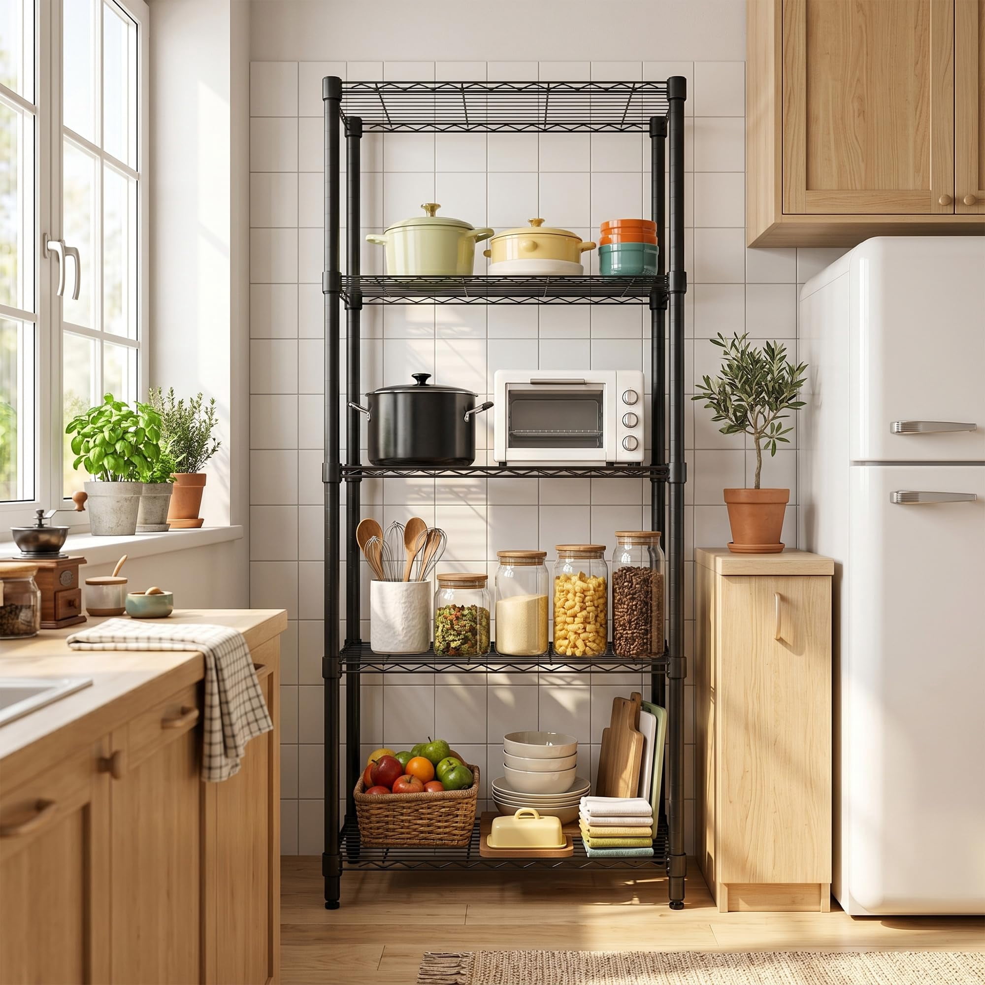 Storage Racks For Pantry GOGRANT 5-Tier Expandable Storage Shelving Unit, Heavy Duty Carbon ...