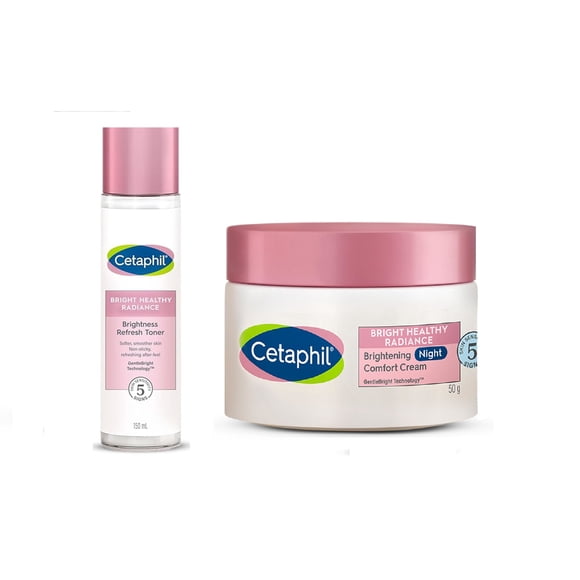 Cetaphil Crème de Nuit Éclaircissante Confort - 50 g et Tonifiant Rafraîchissant - 150 ml