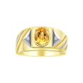 thumbnail image 1 of RYLOS Men's Rings 14K Yellow Gold Ring Classic Designer Style 8X6MM Oval Gemstone & Diamond Ring Citrine Birthstone Rings For Men Size 12, 1 of 7