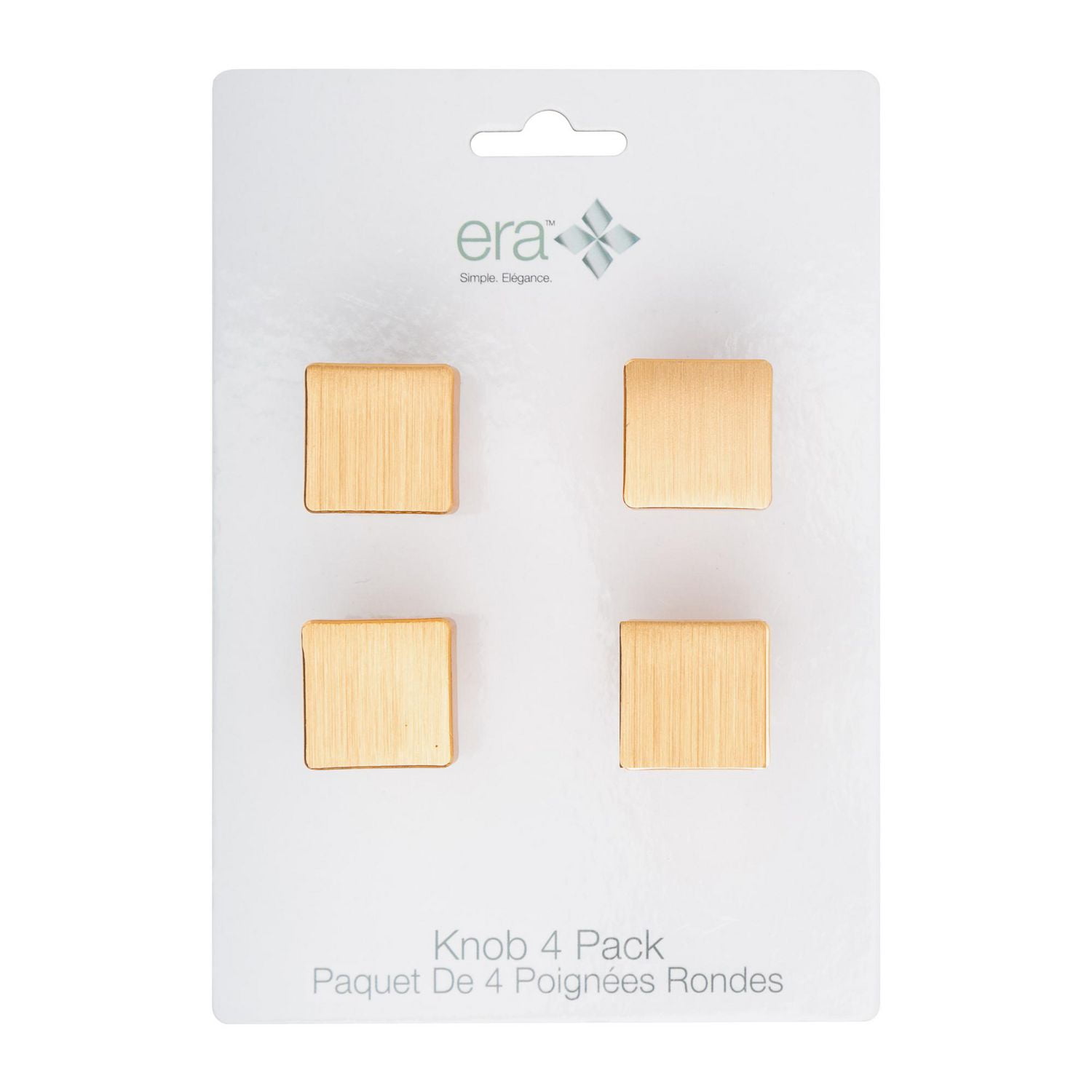 Era Boutons Carrés , Or Brossé, Poignées en Métal pour Tiroirs et Armoires Lot de 4