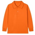 thumbnail image 1 of zbxnLI Girls Boys School Uniform Long Sleeve Golf Shirts Button Closure Collared Tops 2-15 Years, 1 of 3