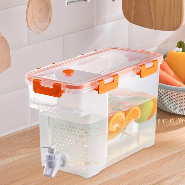 tredstone Household Cold Kettle With Faucet Fruit Teapot Water Bucket Water Jug Orange