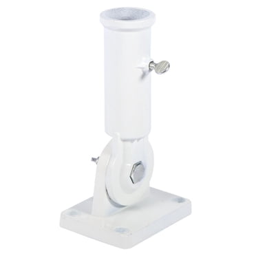 Qiilu Wall Mount Adjustable Holder Bracket White Metal Flag Pole Windsock Base with Screws, Flag Pole Holder, Flag Bracket