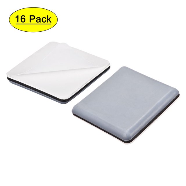 CHUANK 1 3/8-Inch Square PTFE Furniture Sliders Adhesive Self Stick for Carpet 16 Pack