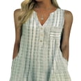 thumbnail image 2 of EIMELI Robes Décontractées à Carreaux pour Femmes Été Col en V Boutonnée Robe Midi Ample Robes de Soleil avec Poches Violet L, 2 of 7