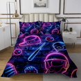 thumbnail image 1 of Baseball Bat Bedspread Set Baseball Cap Quilt Set Queen,European Sports Ball Coverlet Set Softball Competitive Game Quilted,Purple Teal Neon Design Room Decor, 1 of 3
