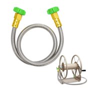 WUSUOWEI 1 Pcs Short Garden Hose Female to Female Stainless Steel Hose for Hose Reel, KinkFree Flexible Metal Water Hose, Leakproof Durable Designy for Outdoor Garden, Pet Washing, Car