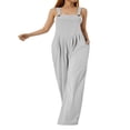 thumbnail image 2 of Wide Leg Overalls for Women Sleeveless Jumpsuits Suspender Overalls with Pockets, 2 of 6