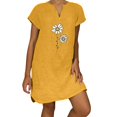 thumbnail image 2 of FcBaudy Robes d'Été pour Femmes, Robes pour Femmes, Jupe pour Femmes Mode Féminine Ample Loisirs Col en V Manches Courtes Robes d'Été Robe pour Femmes, 2 of 5