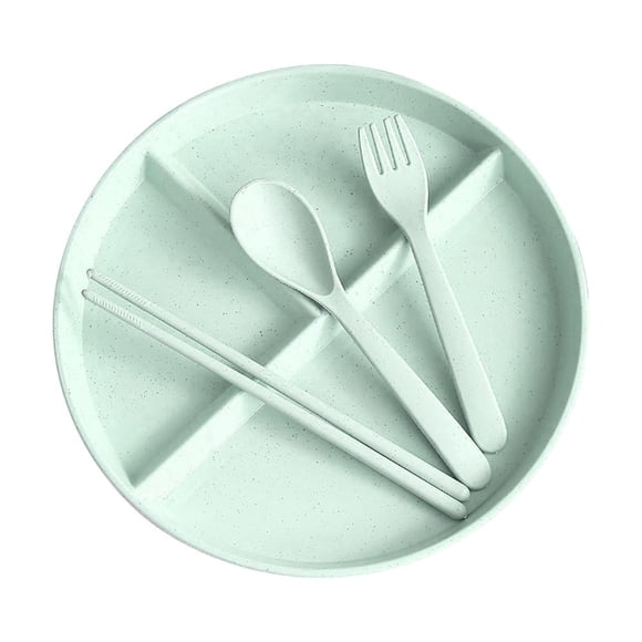 Feltree Dividing Dividing Tableware Set Three Dividing Dessert Breakfast with Spoon Fork Chopsticks