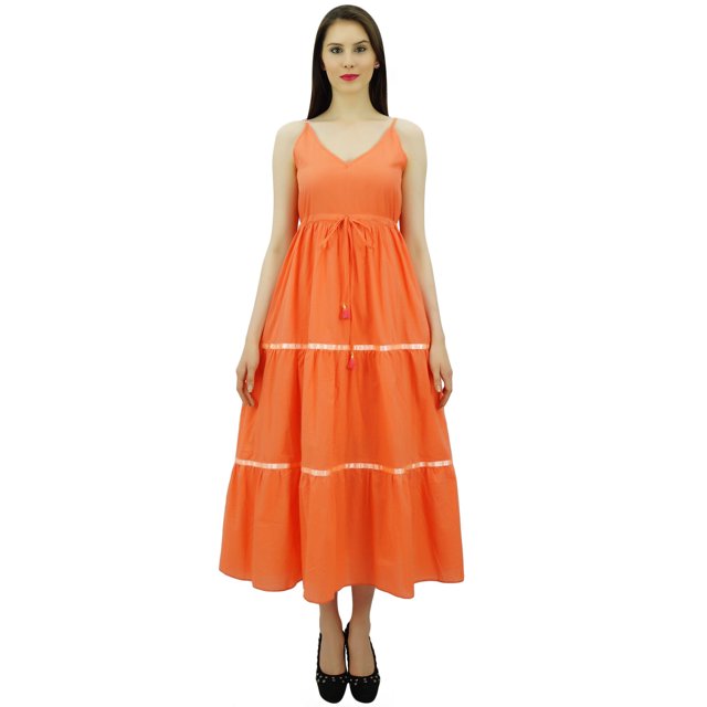 Bimba Femmes Robe Longue Maxi Cordon Taille Spaghetti Robes de Sangle