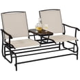 thumbnail image 3 of Patiojoy Beige Patio Loveseat Rocking 2 Person Outdoor Double Glider Chair With Center Table, 3 of 10