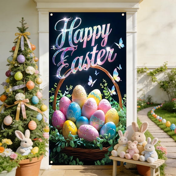 Amzcrzy Polyester Door Cover 35 X 72 in Easter Day Door Cover Easter Day Door Curtain Easter Day Door and Wall Decoration Festival Party Decoration Easter Decorations Easter Decorations Fall Decor