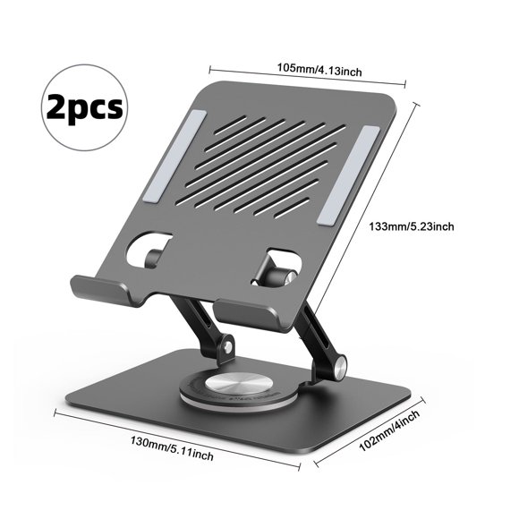 Support de Téléphone pour Bureau, RAOYI Support de Tablette Réglable et Pliable pour Bureau, Compatible avec Tablette/pad/téléphone et Plus, Noir 2 Pcs