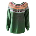 thumbnail image 4 of VKOYWKM Soldes de Liquidation Chandails Fair Isle pour Femmes Vintage Chandails Tricotés à Manches Longues Décontractés à Col Rond Chandails à Enfiler Hauts Automne Hiver Hauts de Saut, 4 of 5