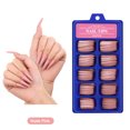 thumbnail image 1 of 100-Piece Nude Pink Full-Cover Press-On Nails Set - 10 Sizes Solid Color Ballet Nail Tips in Small Blue Box, High-Quality ABS Material Artificial Nails for DIY Manicure, Salon, Parties & Weddings, 1 of 6