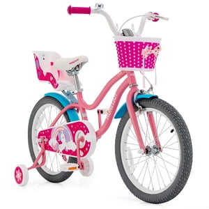 Costway 18 Inches Enfants Vélo avec roues d'entraînement & Panier pour garçons & Filles âgées de 5 à 9 ans
