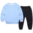 thumbnail image 1 of Girls Spring Outfits Active 2 Piece Sweatshirt Sweatpants Basic Solid Jogger Pants Newborn Boy Clothes Blue 3-4 Years, 1 of 3