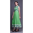thumbnail image 3 of Bimba Robe Anarkali Teinture sur Nœuds Vert Menthe2 Col Mandarin Sans Manches Kurtis pour Femmes Imprimé Robe Maxi Très Grande, 3 of 6