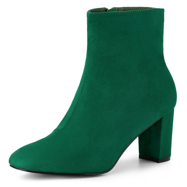 Unique Bargains Bottines à Talon Épais à Fermeture Éclair pour Femmes