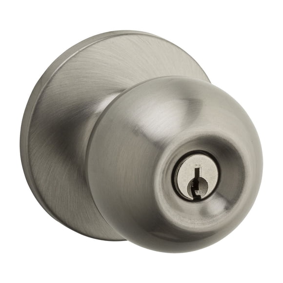 Weiser Safe Lock Regina Satin Nickel Exterior Door Knob/Entry Door Handle with Key