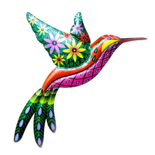 Metal Hummingbird Wall Art Decor 3D Outdoor Bird Garden Wall Decorations, Iron D