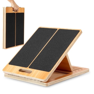 StrongTek Planche Inclinée en Bois Portable, Planche d'Étirement et de Mobilité à 5 Niveaux d'Inclinaison, Surface Antidérapante pour l'Étirement des Mollets, les Squats, la Physiothérapie