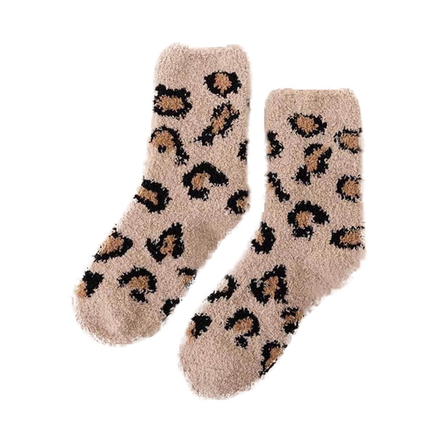 FhsagQ Chaussettes Chaussettes pour Femmes Ensemble 2 Pcs Femmes Automne et Hiver Décontracté Chaud Épais Imprimé Léopard Corail Maison Bas de Sol Femmes Chaussettes Robe avec Manches Chaussettes et Bas pour Femmes Gris Taille Unique
