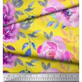 thumbnail image 3 of Soimoi Yellow polyester Crepe Fabric Leaves & Floral Printed Craft Fabric by The Yard 52 Inch Wide, 3 of 3
