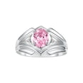 thumbnail image 1 of RYLOS Men's Rings Sterling Silver Rings Classic Designer Style 9X7MM Oval Gemstone &  Diamond Ring Pink Ice October Birthstone Rings For Men Size 12, 1 of 7