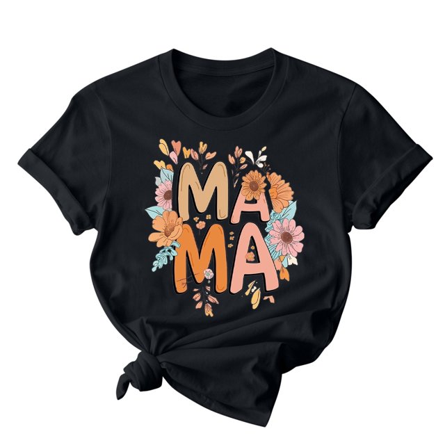RKSTN Hauts d'Été pour Femmes Décontractés Coupe Ample Polyvalents T-Shirts Graphiques Mode à Imprimé Floral Respirants Manches Courtes Col Rond T-shirt Blouses, Cadeaux de la Fête des Mères