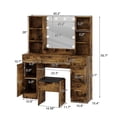 thumbnail image 5 of Bingirl Vanity Desk with Mirror and LED Lights, Makeup Vanity with Power Outlet, 3 Colors Light, Makeup Table with 5 Drawers & Open Shelves for Bedroom, 5 of 5