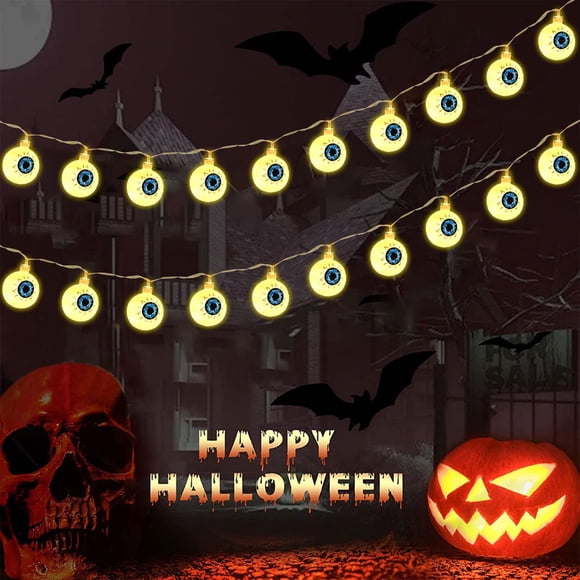 20Pcs Solar Eyeball String Light Halloween Decorative Light Portable Bright 20LED Solar Eyeball Lamp Hanging Fairy Light Colorful/Warm White String Light for Party Outdoor Decor