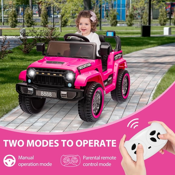 Camion-voiture pour Enfants à Chevaucher, Jouet Véhicule Électrique 12 V à Pile avec Télécommande Parentale, Suspension à Ressort, 3 Vitesses, Lumières DEL, Musique et Klaxon, Voitures Électriques pour Enfants, Cadeau pour Garçon Fille